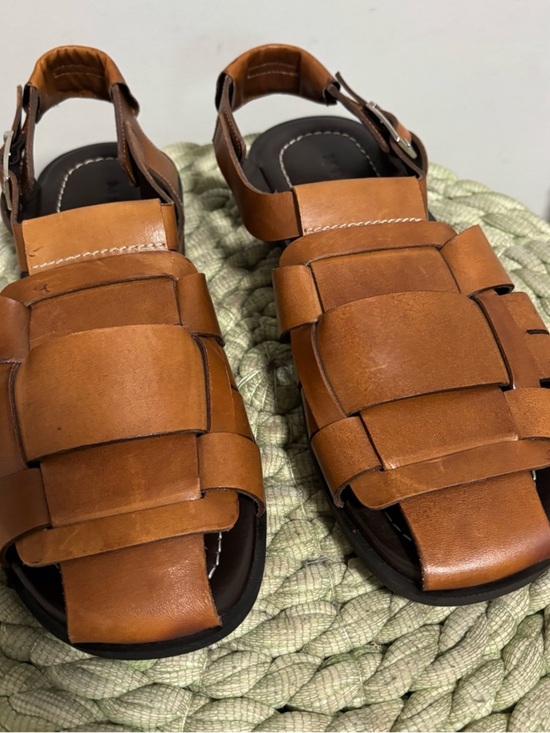 NEW Mezlan R20257 Cognac Calfskin Fisherman Handmade Leather Sandal Size 10 main image 6